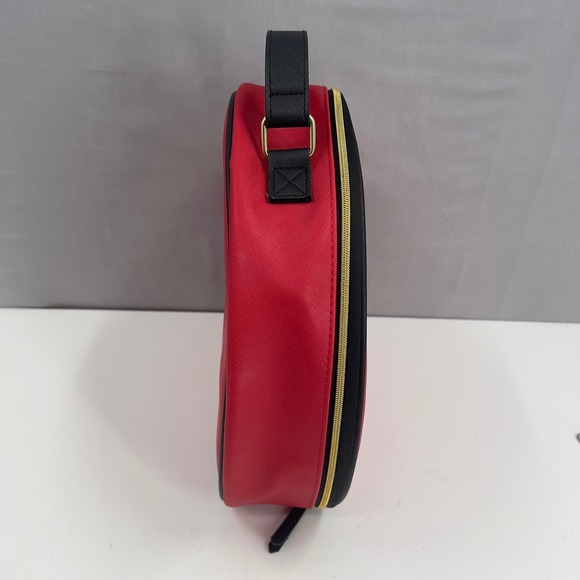 Red Round Train Case Vanity Bag Coquette Travel Cosmetic Organizer - Picture 2 of 5